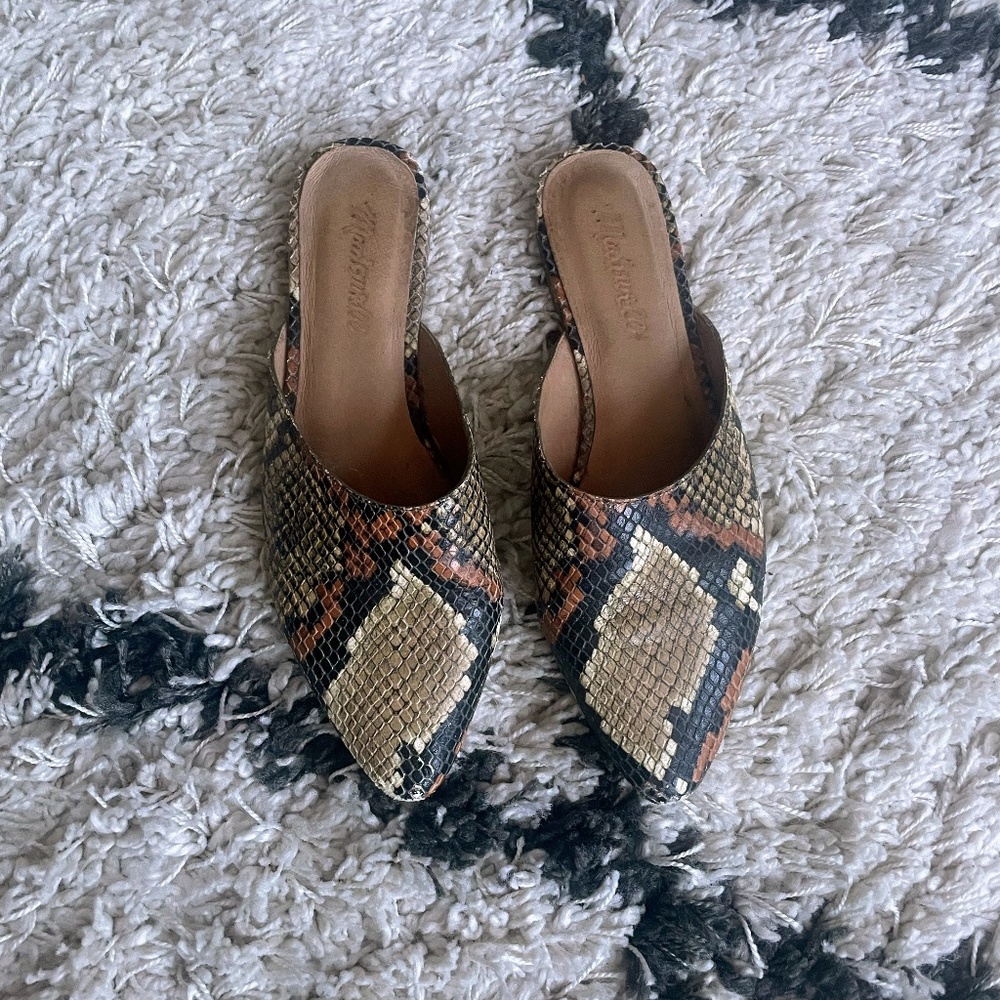 Madewell Remi Snakeskin Mules size 6